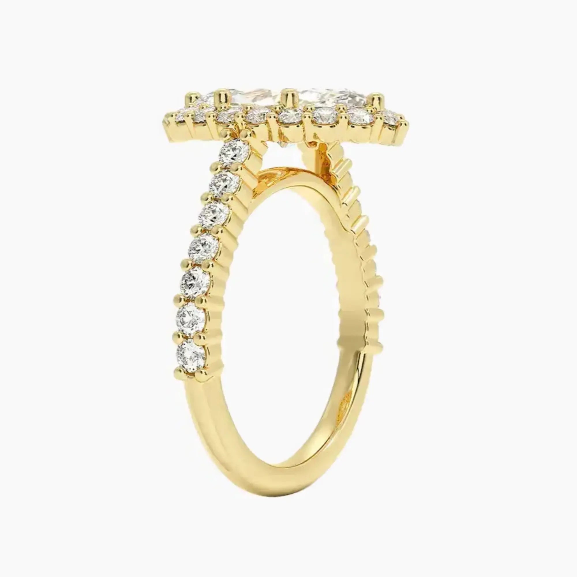 Fiora Pave Marquise Designer Diamond Ring Setting in 14K Yellow Gold