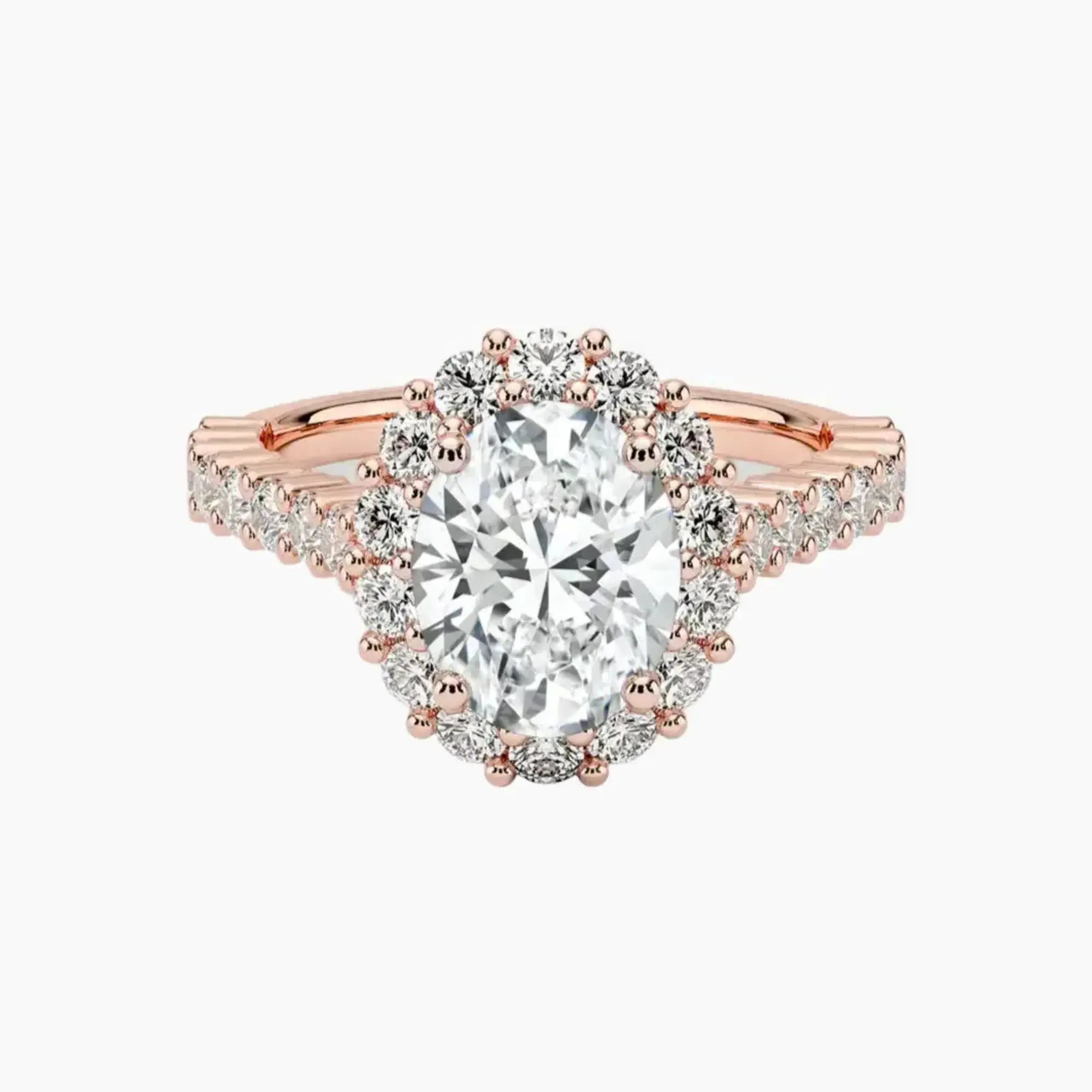 Fiora Pave Oval Designer Diamond Ring Setting in 14K Rose Gold