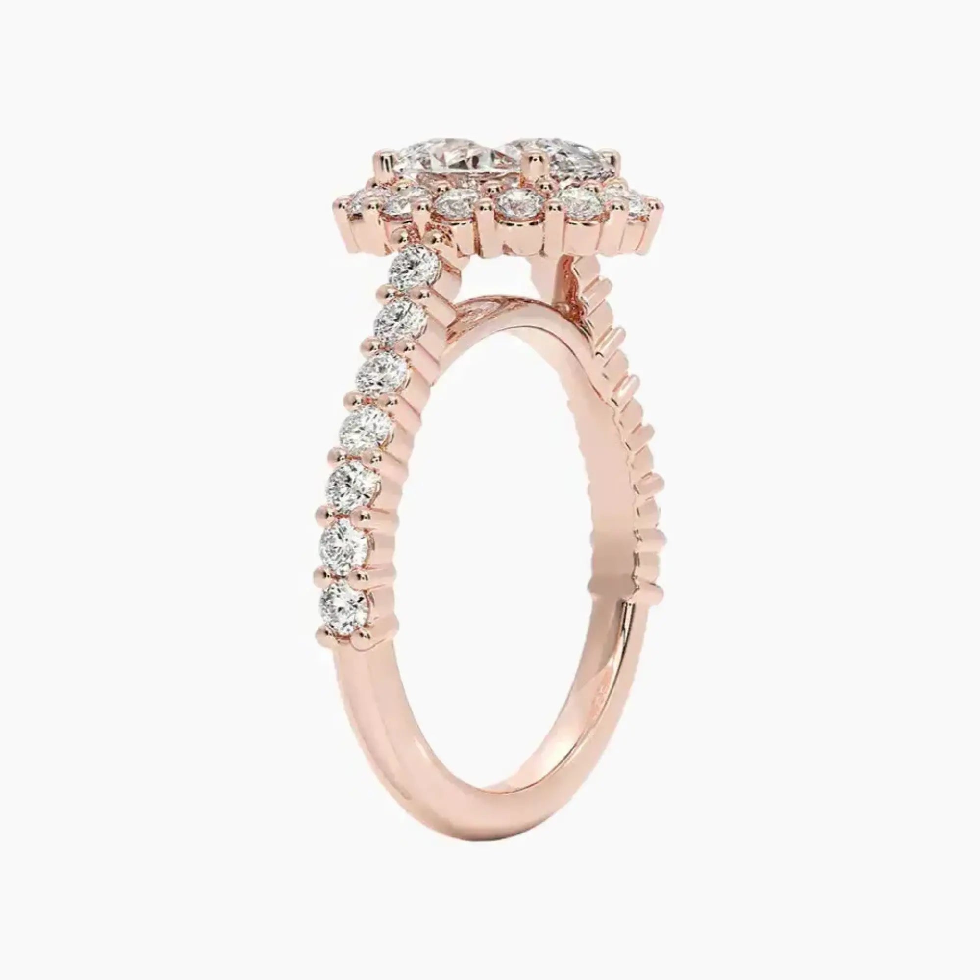 Fiora Pave Oval Designer 1 Carat Lab Grown Diamond Engagement Ring in 14K Rose Gold