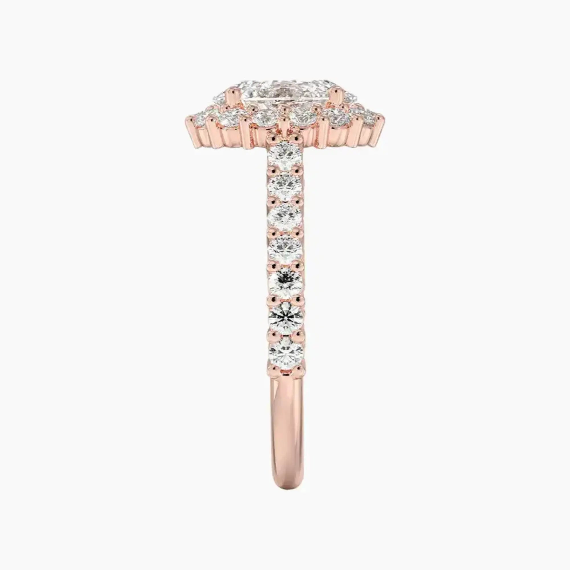 Fiora Pave Oval Designer 2 Carat Lab Grown Diamond Engagement Ring in 18K Yellow Gold