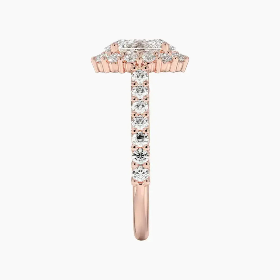Fiora Pave Oval Designer 2.5 Carat Lab Grown Diamond Engagement Ring in 14K Rose Gold