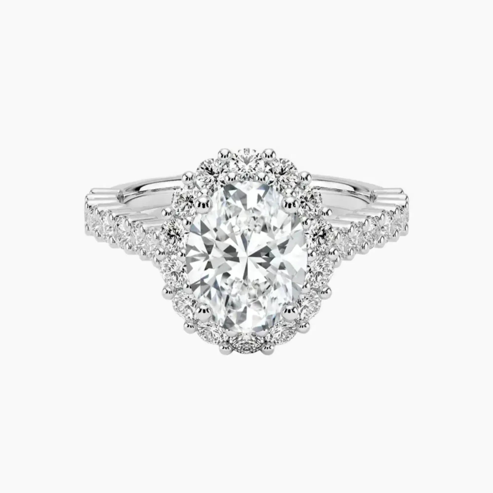 Fiora Pave Oval Designer 2 Carat Lab Grown Diamond Engagement Ring in 18K Rose Gold