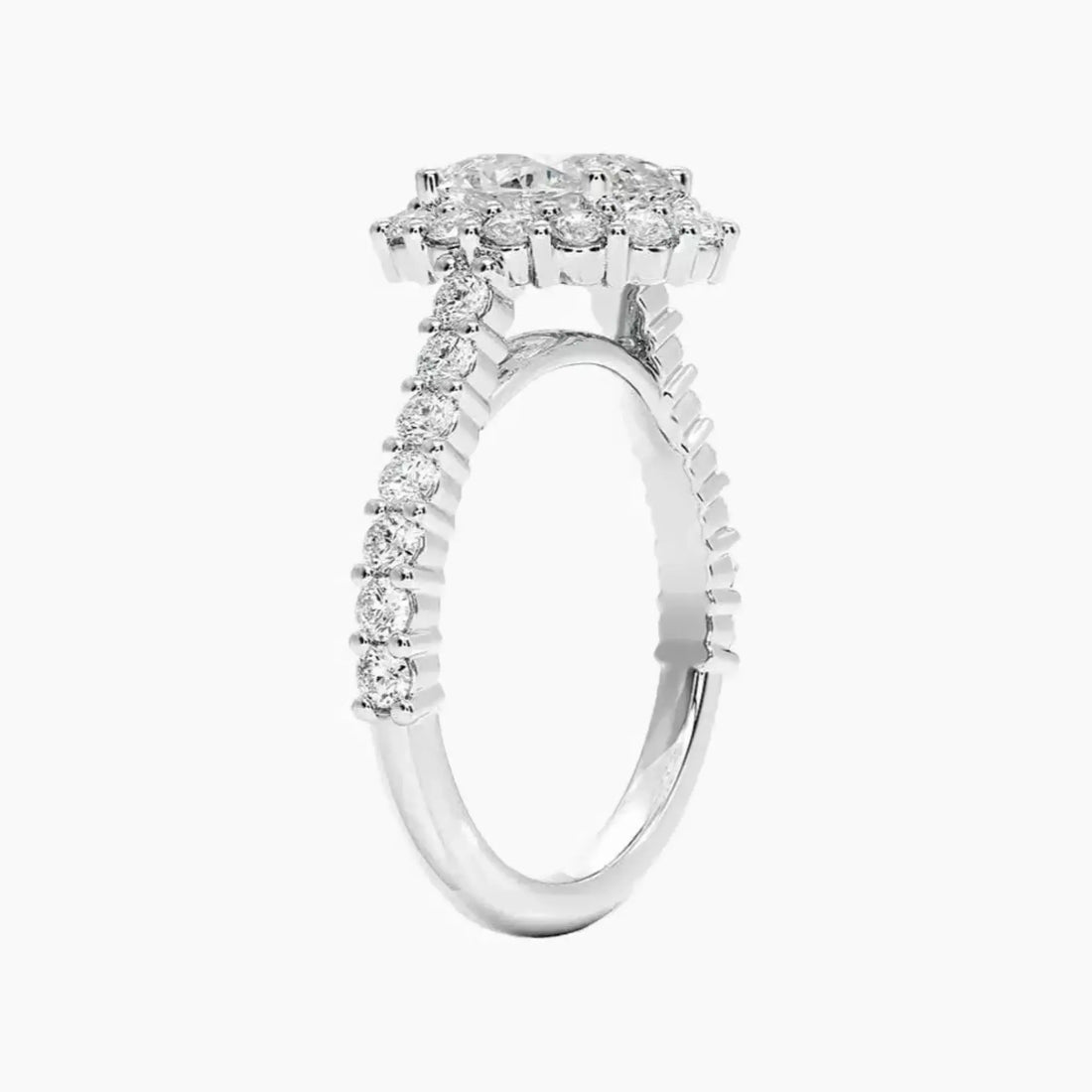 Fiora Pave Oval Designer 3 Carat Lab Grown Diamond Engagement Ring in 18K Yellow Gold