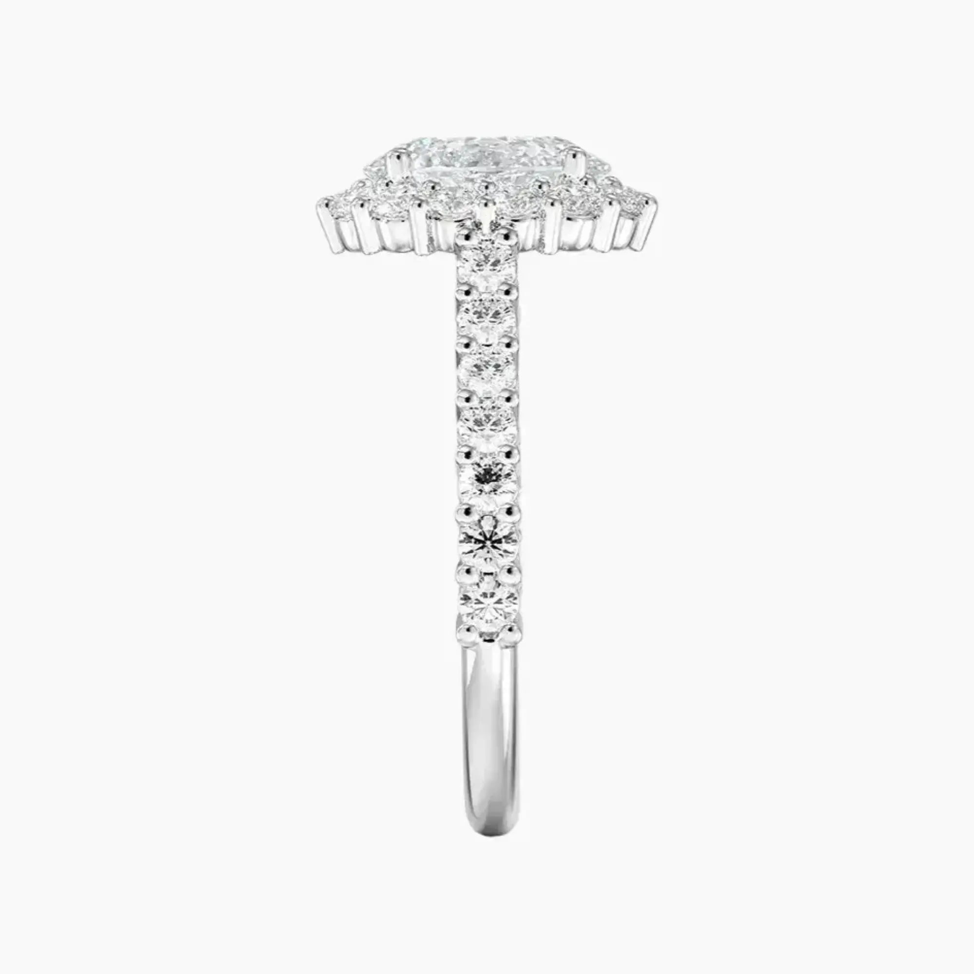 Fiora Pave Oval Designer Diamond Ring Setting in 14K Yellow Gold
