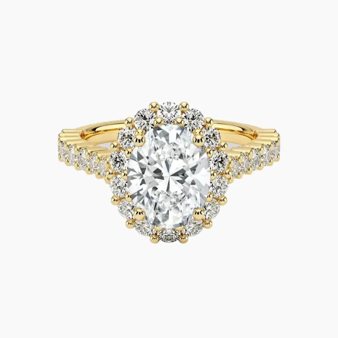 Fiora Pave Oval Designer 2 Carat Lab Grown Diamond Engagement Ring in 14K Rose Gold