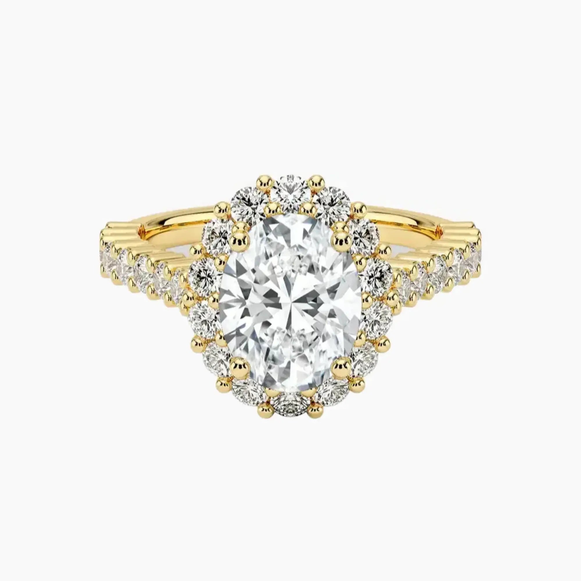 Fiora Pave Oval Designer Diamond Ring Setting in 18K Yellow Gold