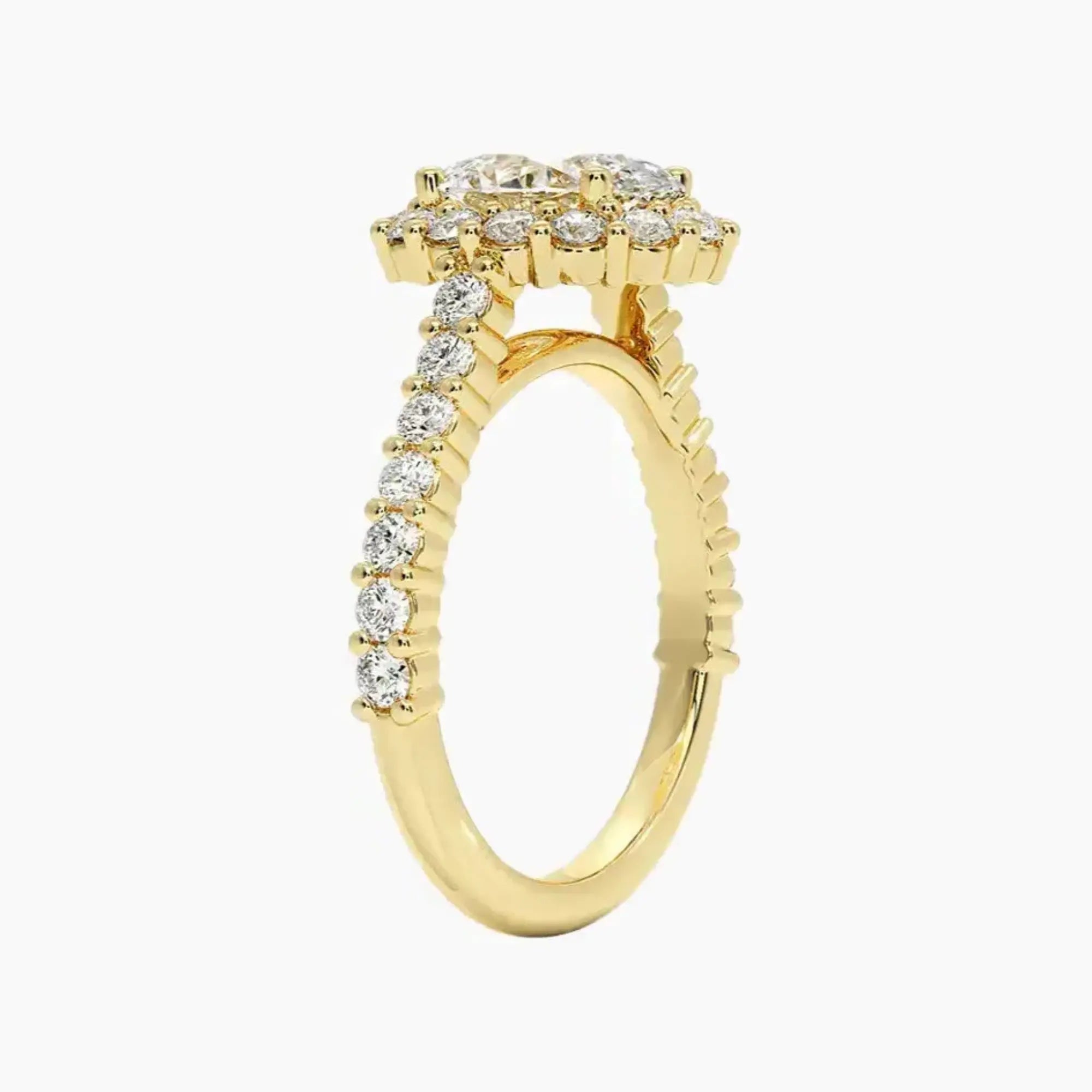 Fiora Pave Oval Designer 1 Carat Lab Grown Diamond Engagement Ring in 14K White Gold