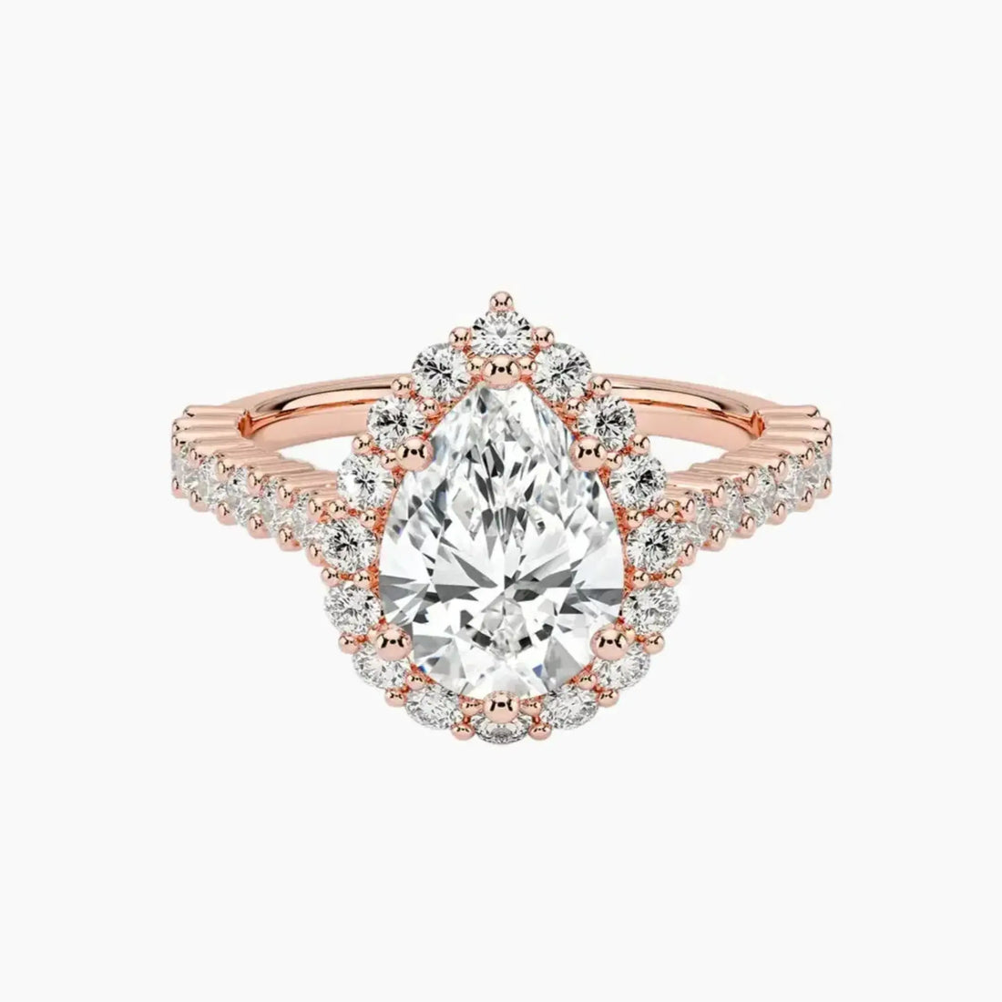 Fiora Pave Pear Designer 2.5 Carat Lab Grown Diamond Engagement Ring in 18K White Gold
