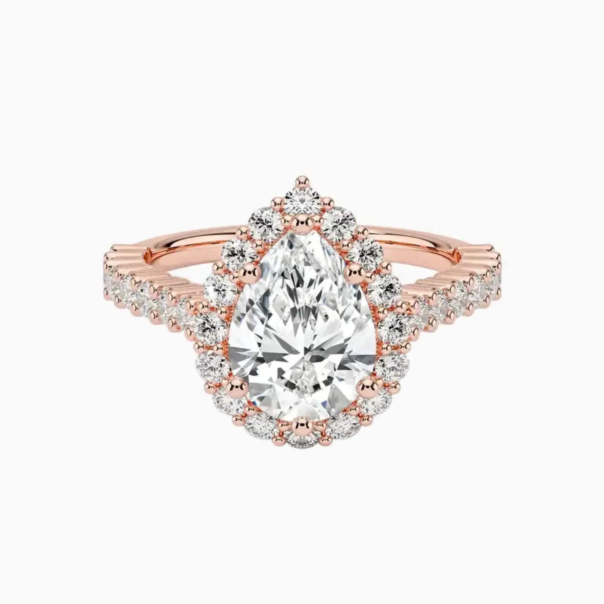 Fiora Pave Pear Designer 3 Carat Lab Grown Diamond Engagement Ring in 18K White Gold