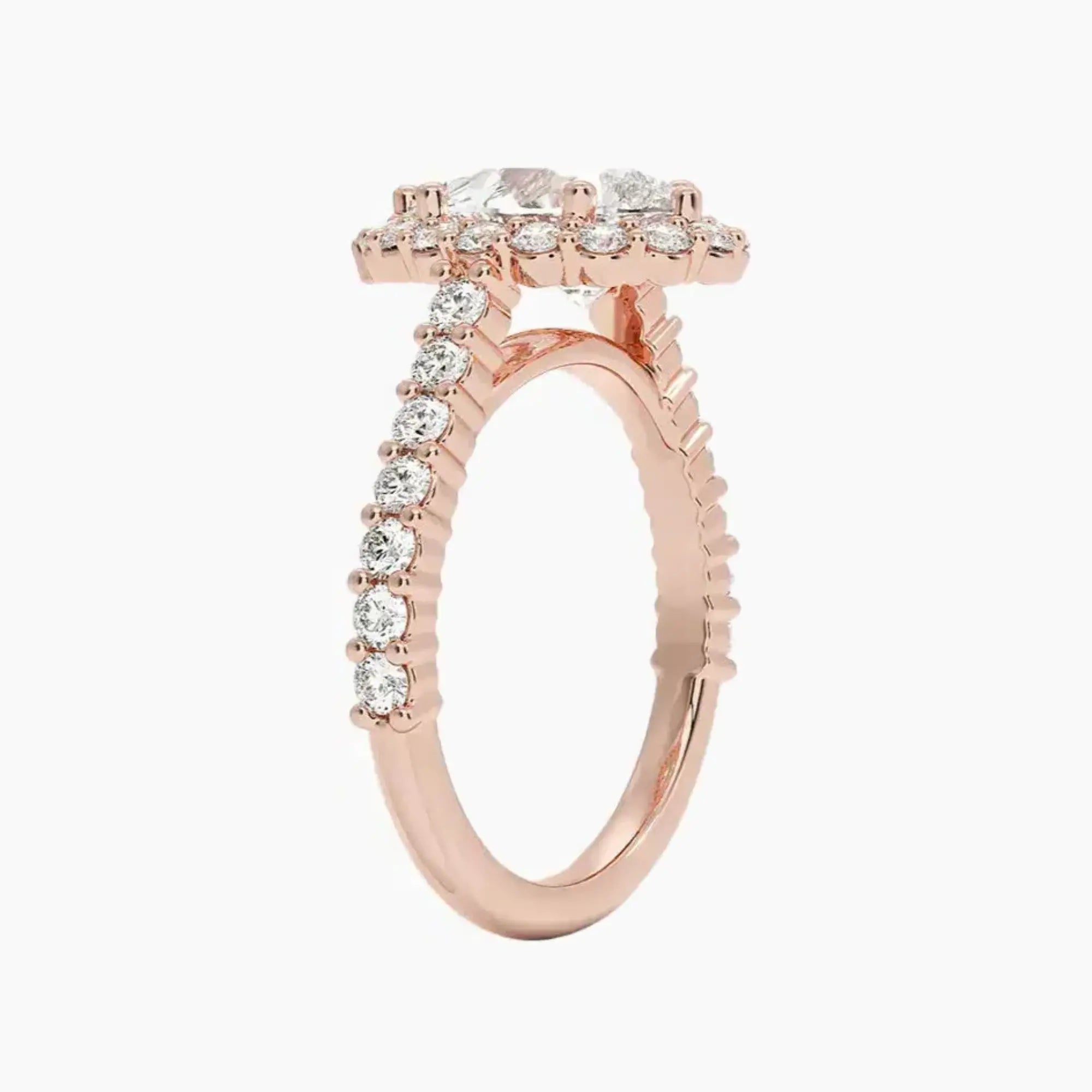 Fiora Pave Pear Designer 2 Carat Lab Grown Diamond Engagement Ring in 18K Yellow Gold