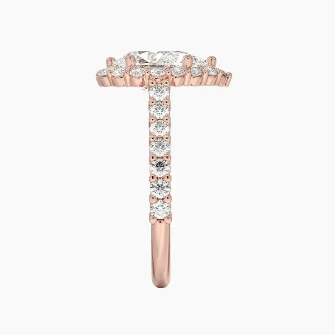 Fiora Pave Pear Designer Diamond Ring Setting in 14K Rose Gold