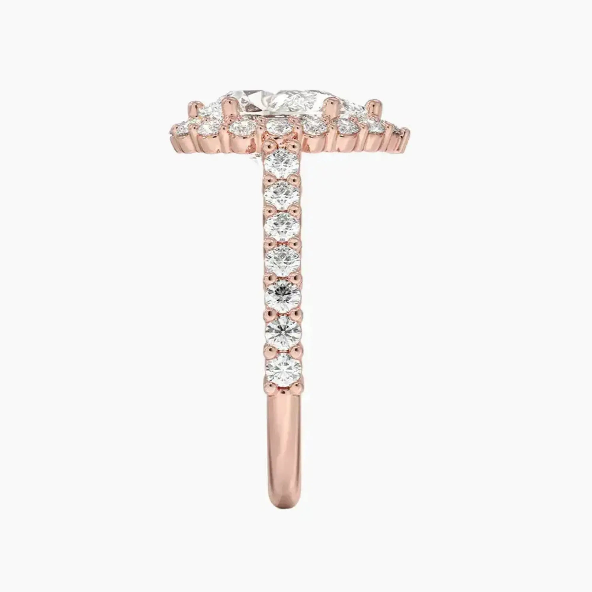 Fiora Pave Pear Designer Diamond Ring Setting in 14K Yellow Gold