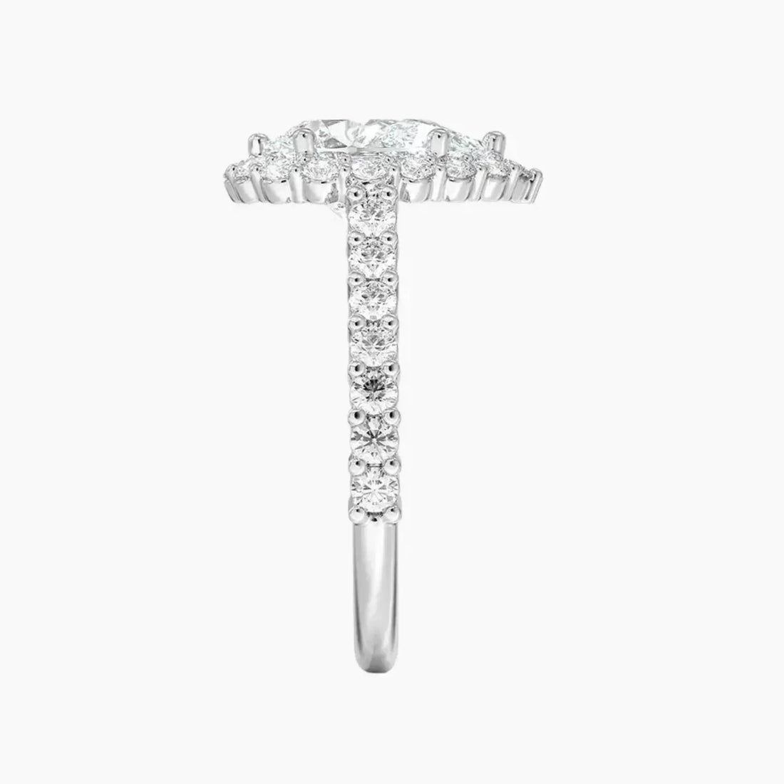 Fiora Pave Pear Designer 3 Carat Lab Grown Diamond Engagement Ring in 18K White Gold