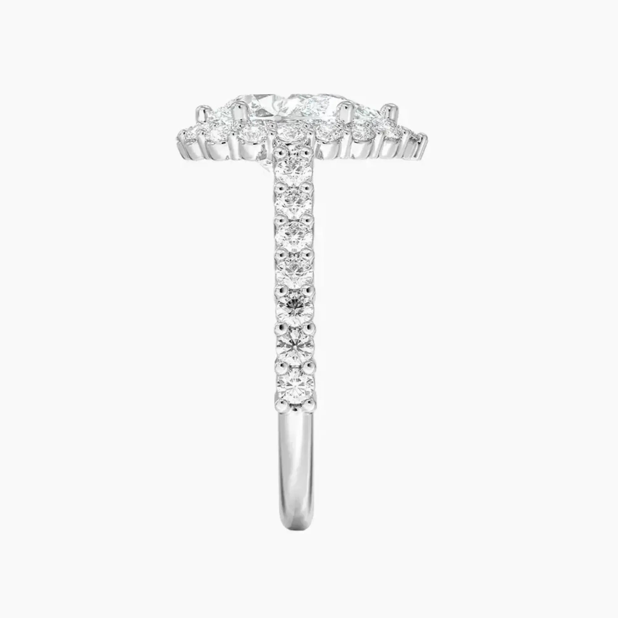 Fiora Pave Pear Designer 2 Carat Lab Grown Diamond Engagement Ring in 14K Yellow Gold