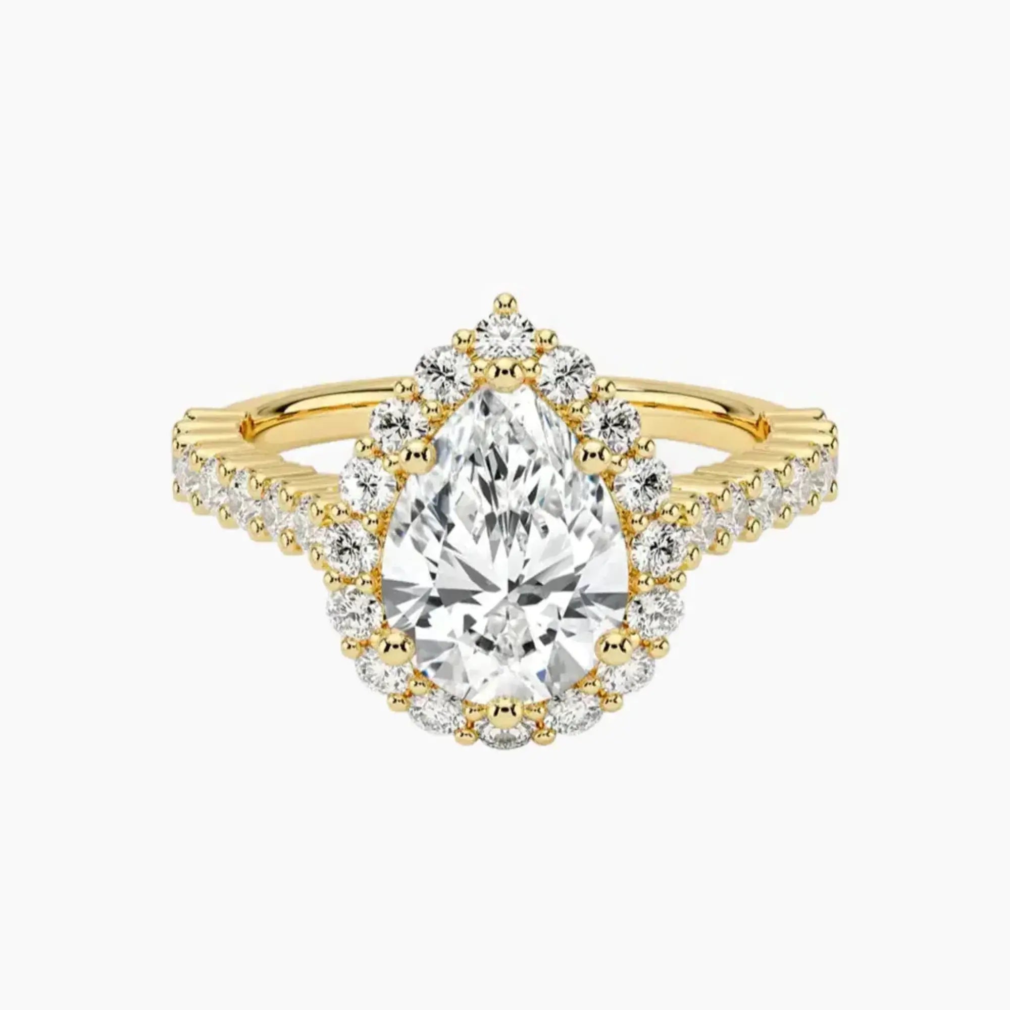 Fiora Pave Pear Designer Diamond Ring Setting in 14K Rose Gold
