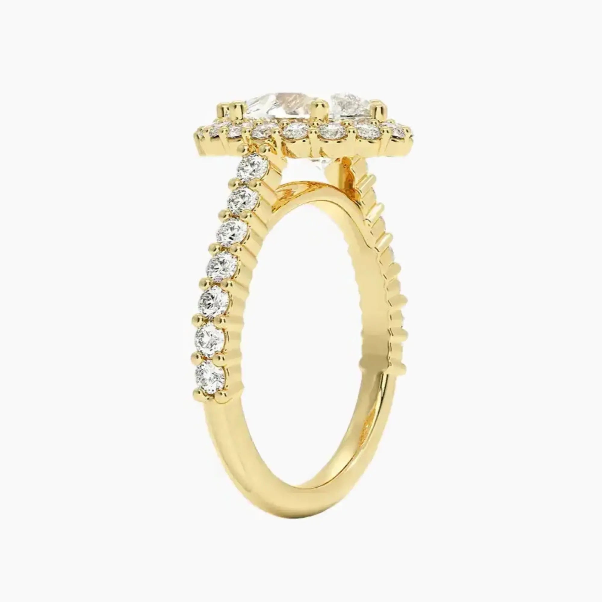 Fiora Pave Pear Designer 3 Carat Lab Grown Diamond Engagement Ring in 18K Rose Gold