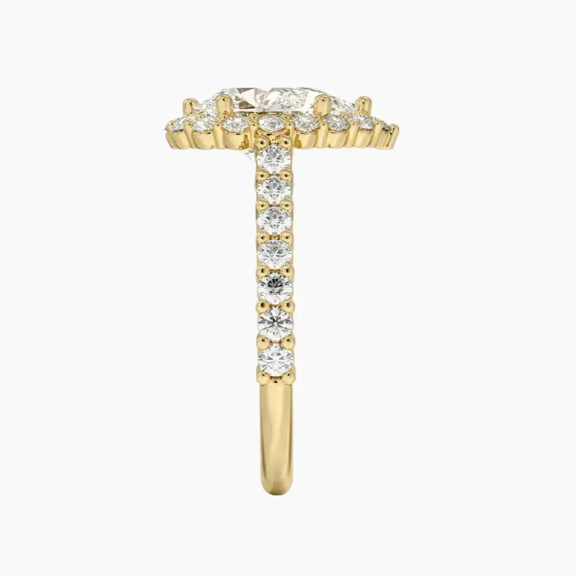 Fiora Pave Pear Designer Diamond Ring Setting in 18K Yellow Gold