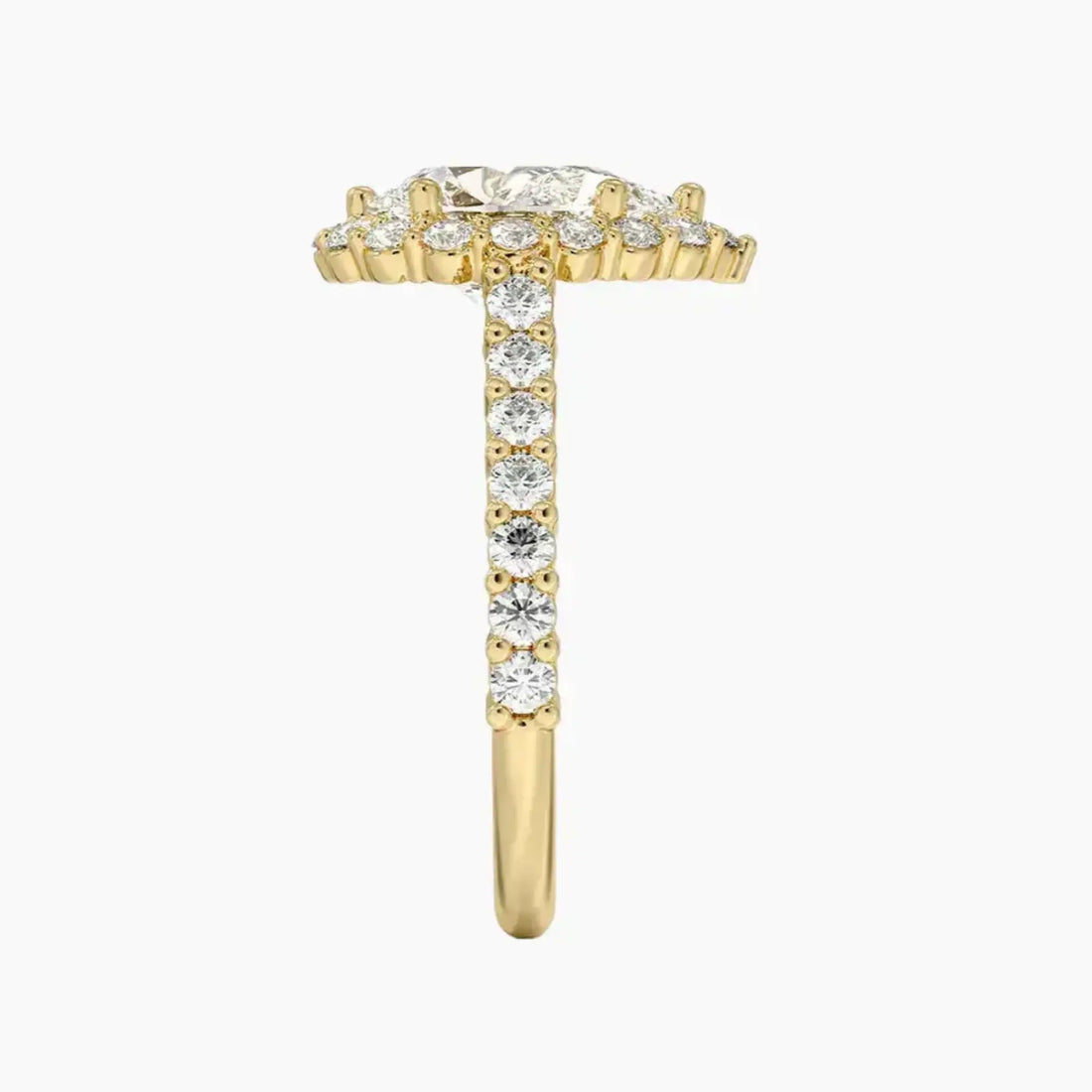 Fiora Pave Pear Designer Diamond Ring Setting in 18K Rose Gold