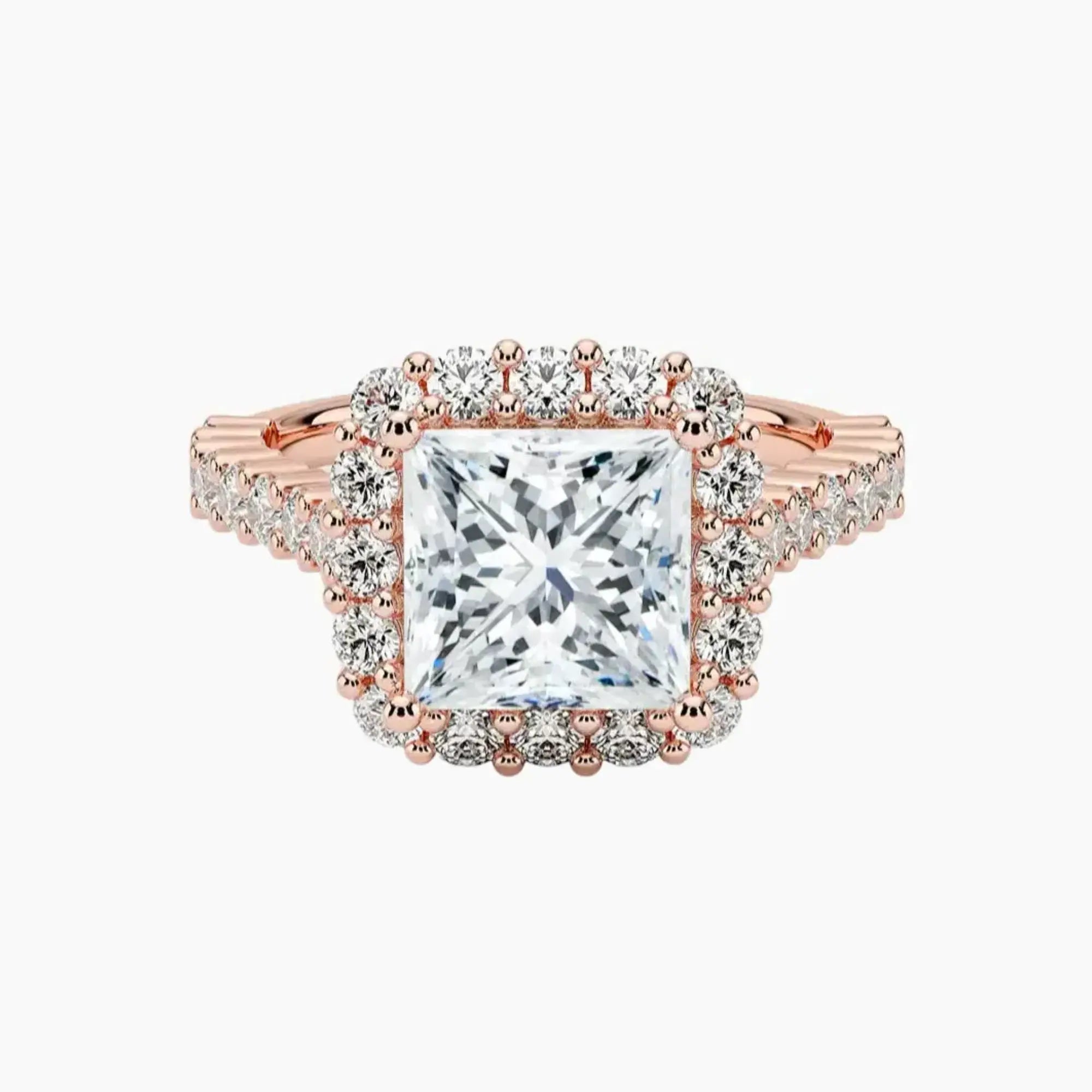 Fiora Pave Princess Designer 3 Carat Lab Grown Diamond Engagement Ring in 18K White Gold