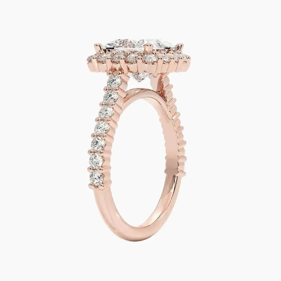 Fiora Pave Princess Designer Diamond Ring Setting in 14K Rose Gold