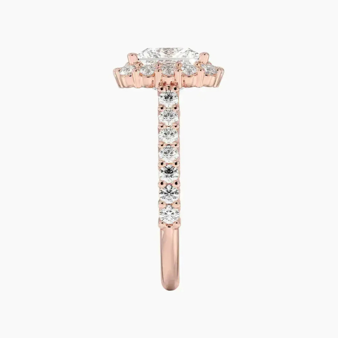 Fiora Pave Princess Designer 1.5 Carat Lab Grown Diamond Engagement Ring in 18K Yellow Gold