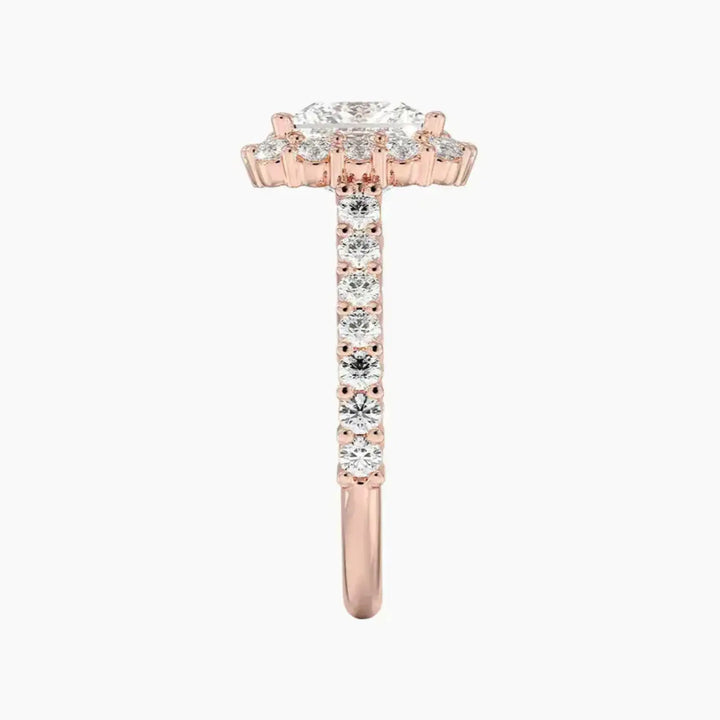 Fiora Pave Princess Designer 2 Carat Lab Grown Diamond Engagement Ring in 14K White Gold