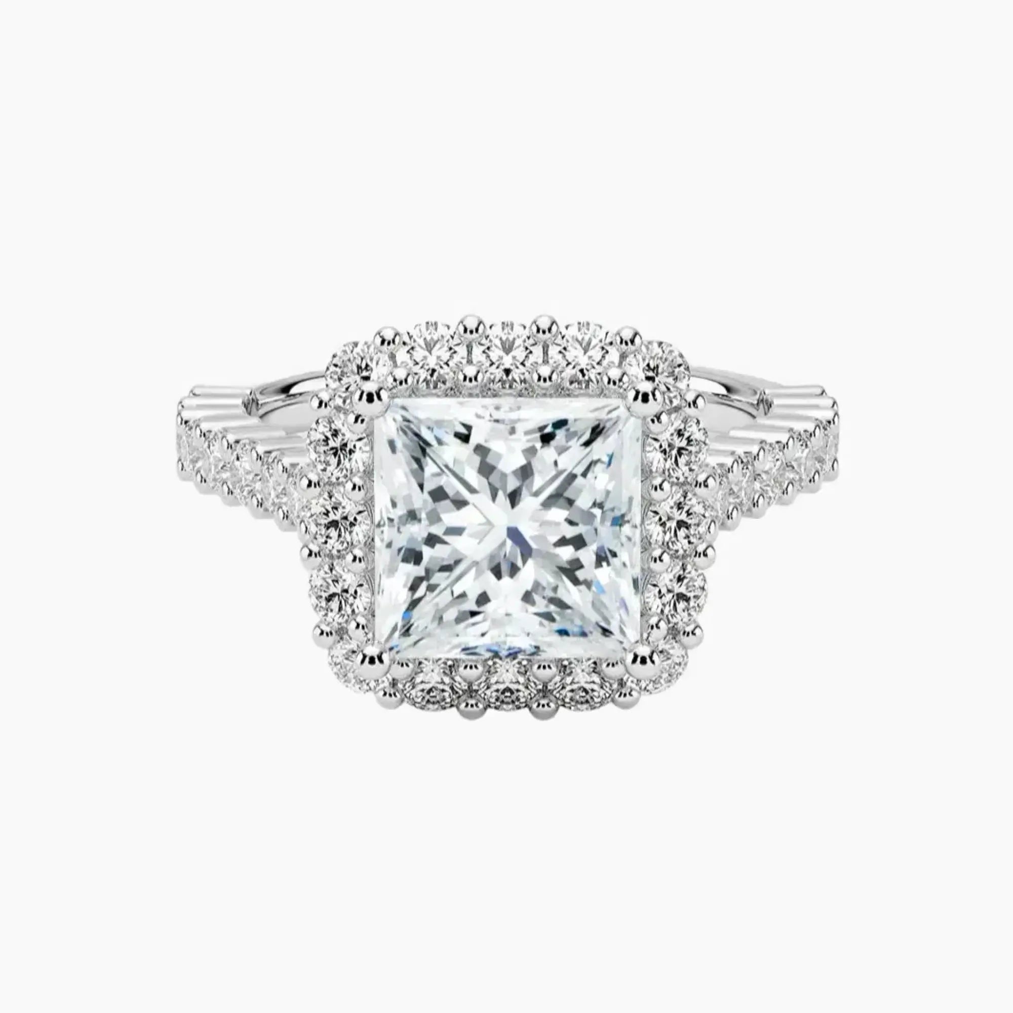 Fiora Pave Princess Designer 1 Carat Lab Grown Diamond Engagement Ring in 14K Yellow Gold
