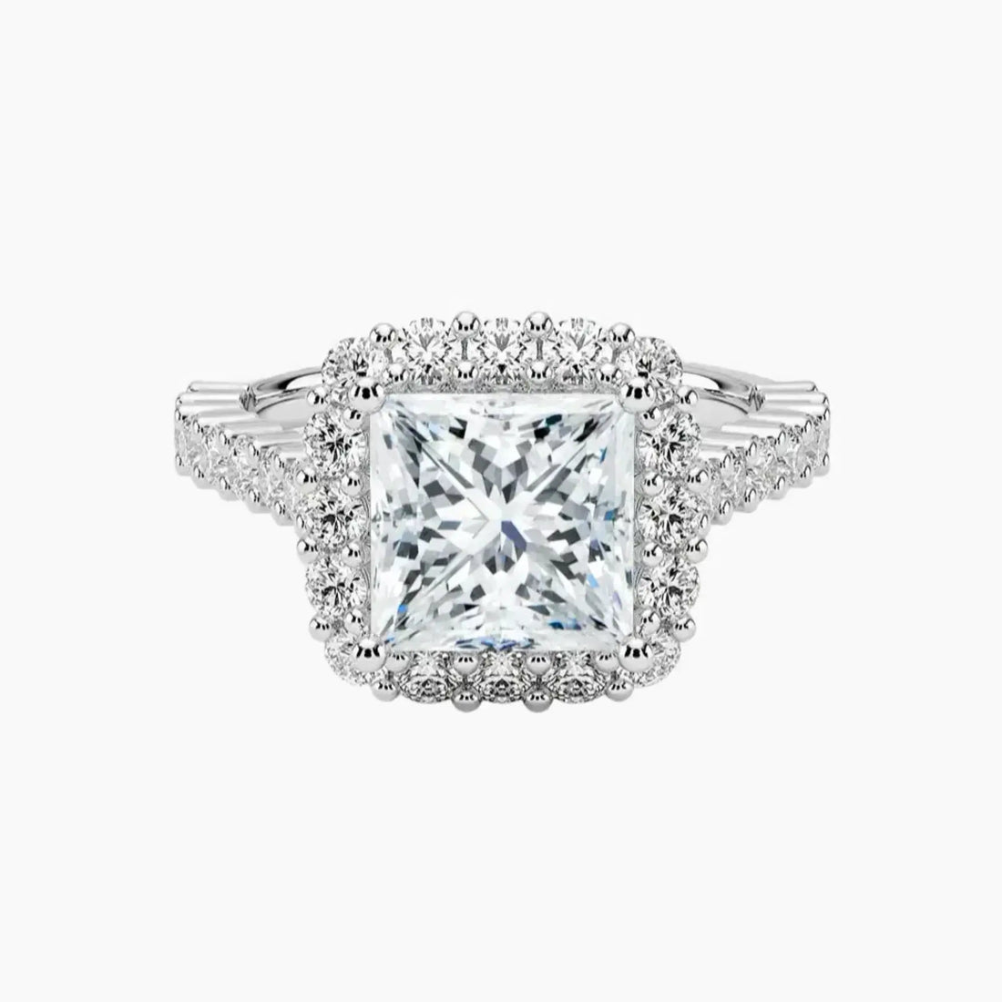 Fiora Pave Princess Designer 3 Carat Lab Grown Diamond Engagement Ring in 14K Rose Gold