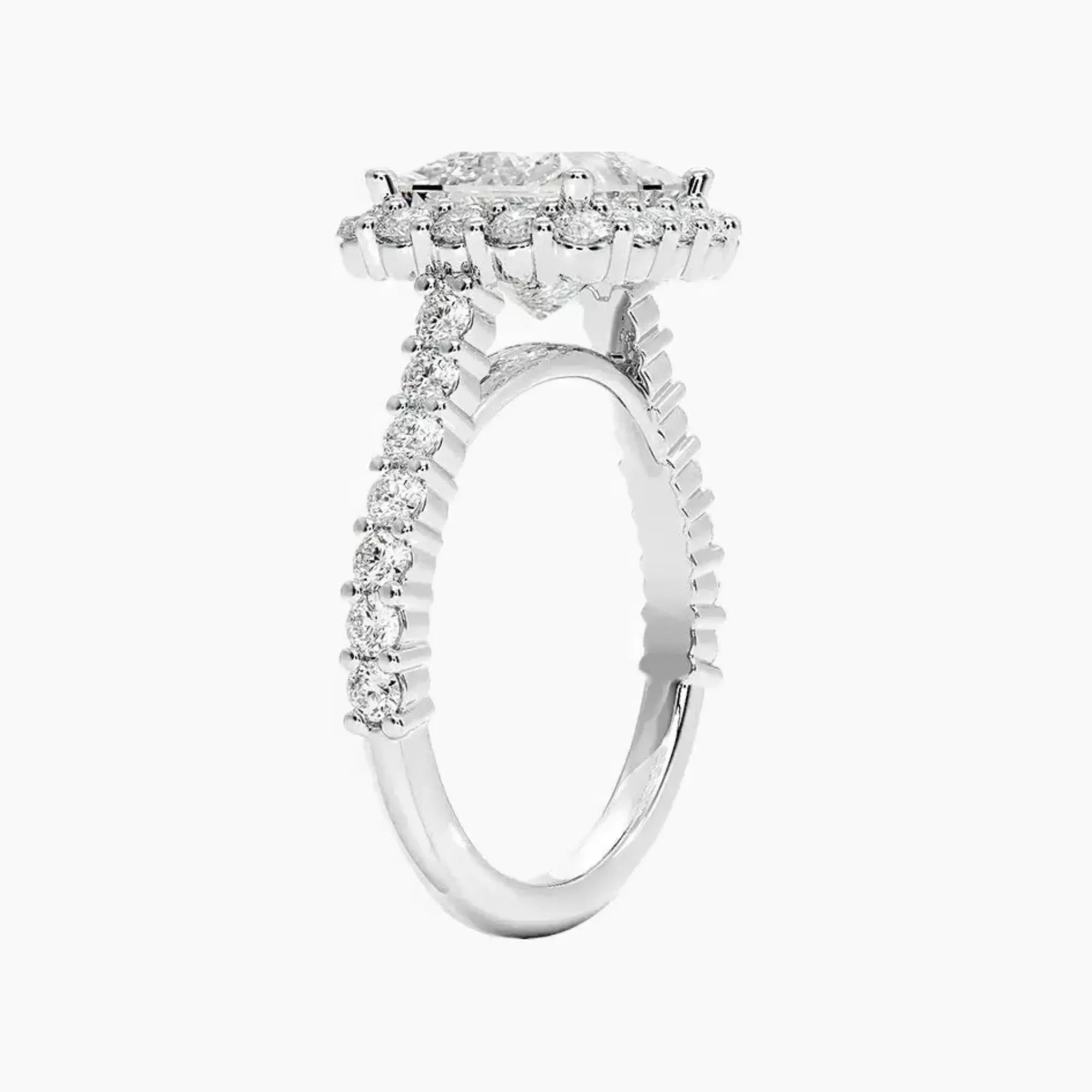 Fiora Pave Princess Designer 2.5 Carat Lab Grown Diamond Engagement Ring in 18K Yellow Gold