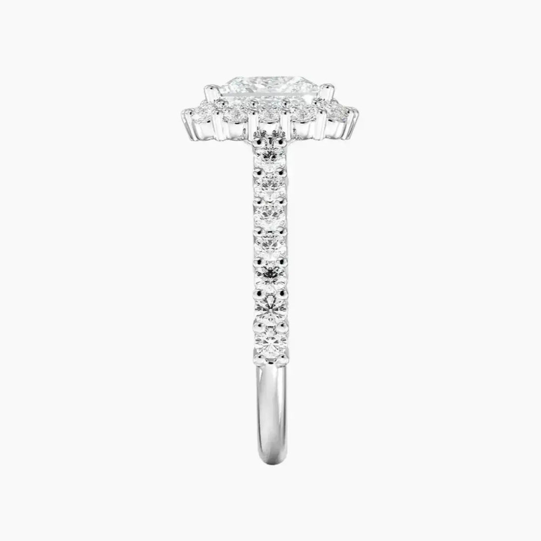 Fiora Pave Princess Designer 1.5 Carat Lab Grown Diamond Engagement Ring in 14K Rose Gold