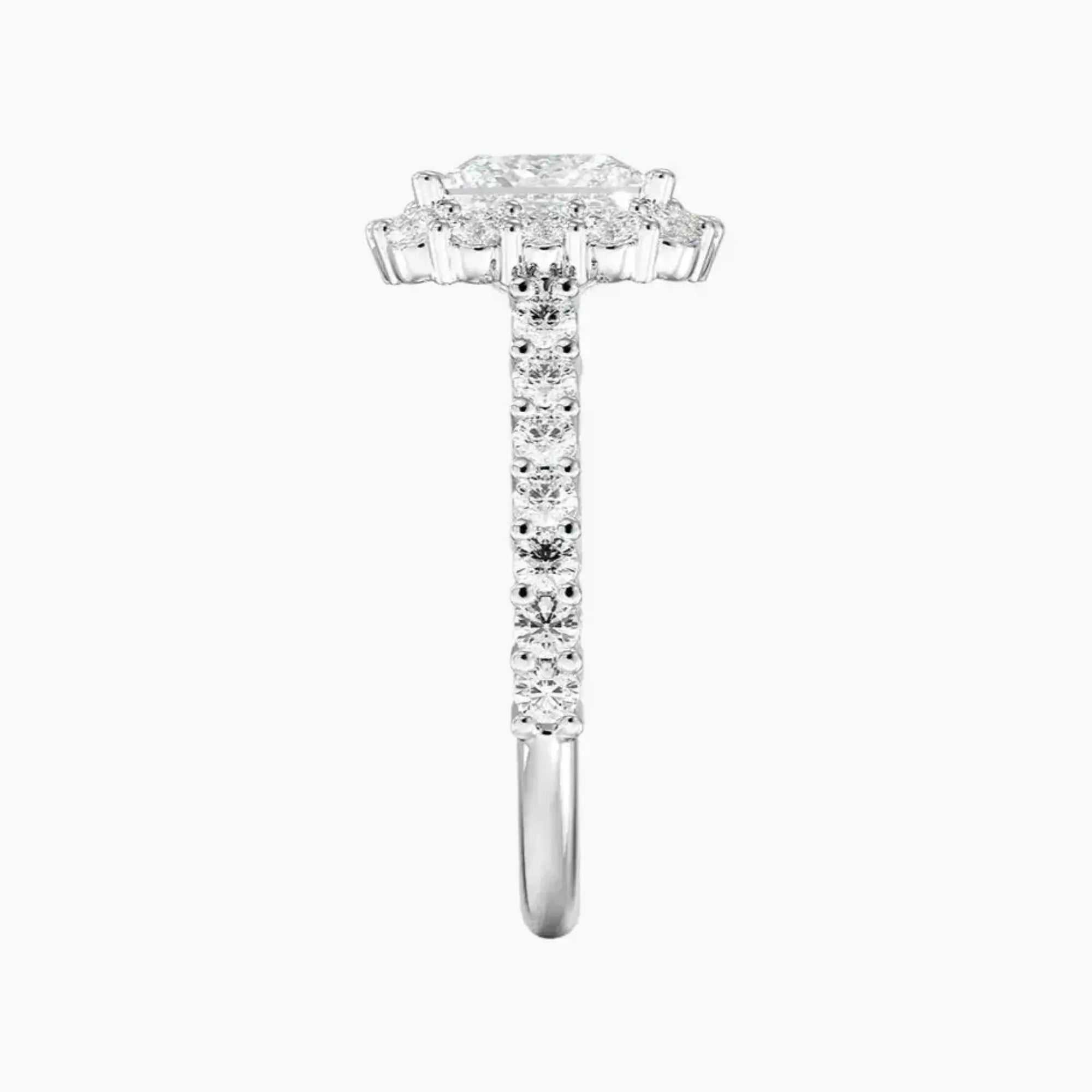 Fiora Pave Princess Designer 1.5 Carat Lab Grown Diamond Engagement Ring in 18K Rose Gold