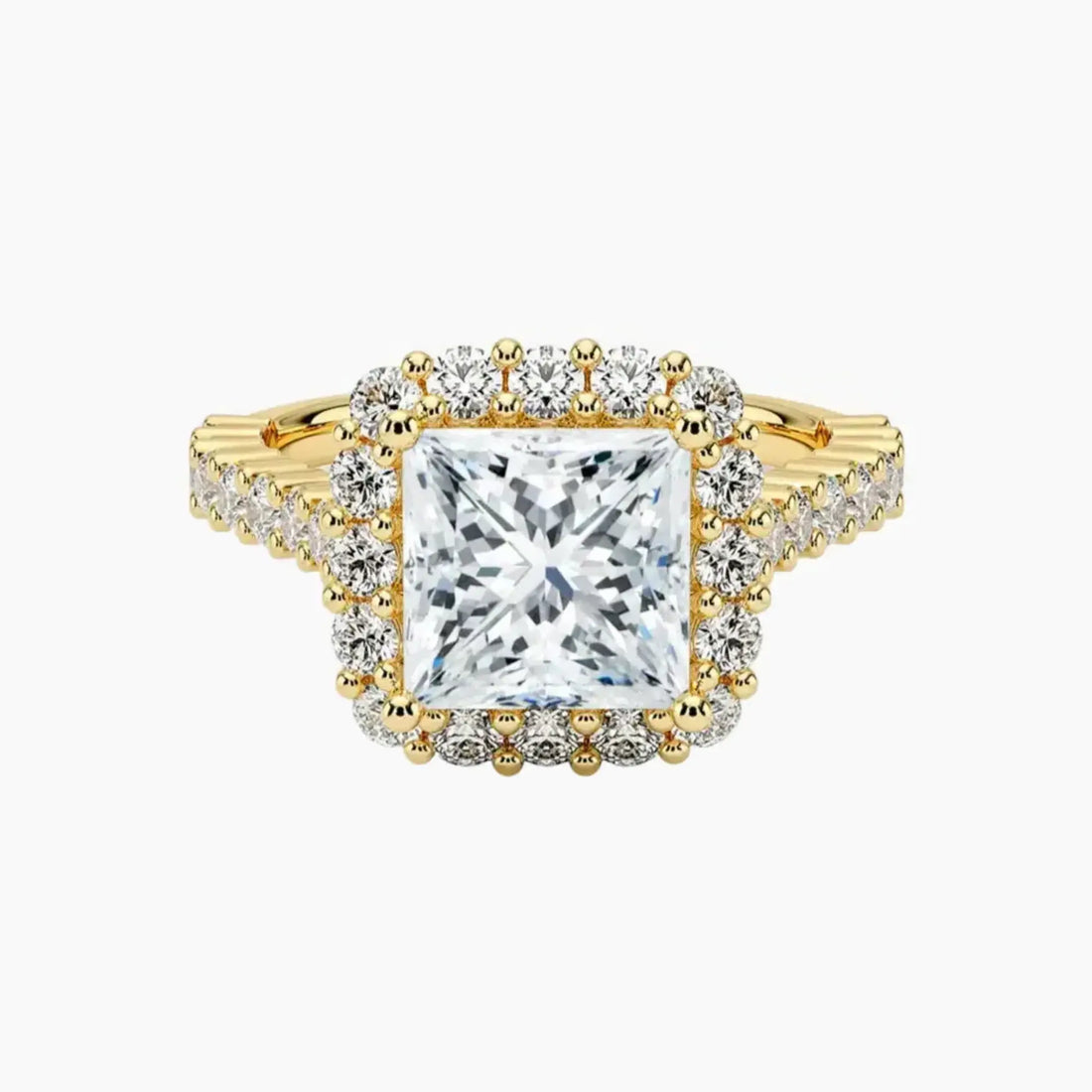 Fiora Pave Princess Designer 2.5 Carat Lab Grown Diamond Engagement Ring in 18K Rose Gold