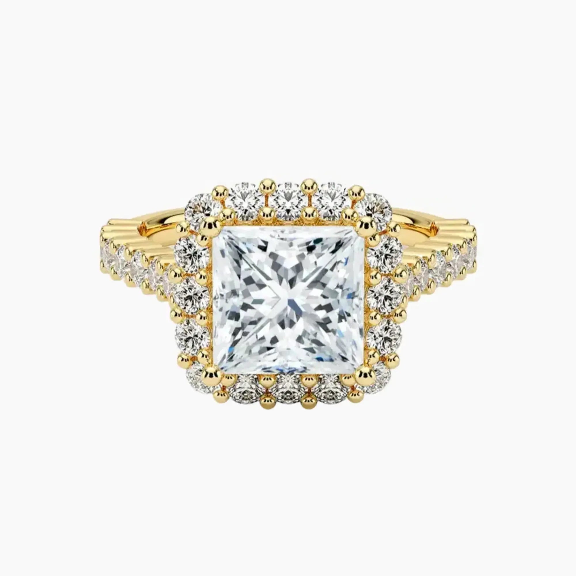 Fiora Pave Princess Designer Diamond Ring Setting in 14K Yellow Gold