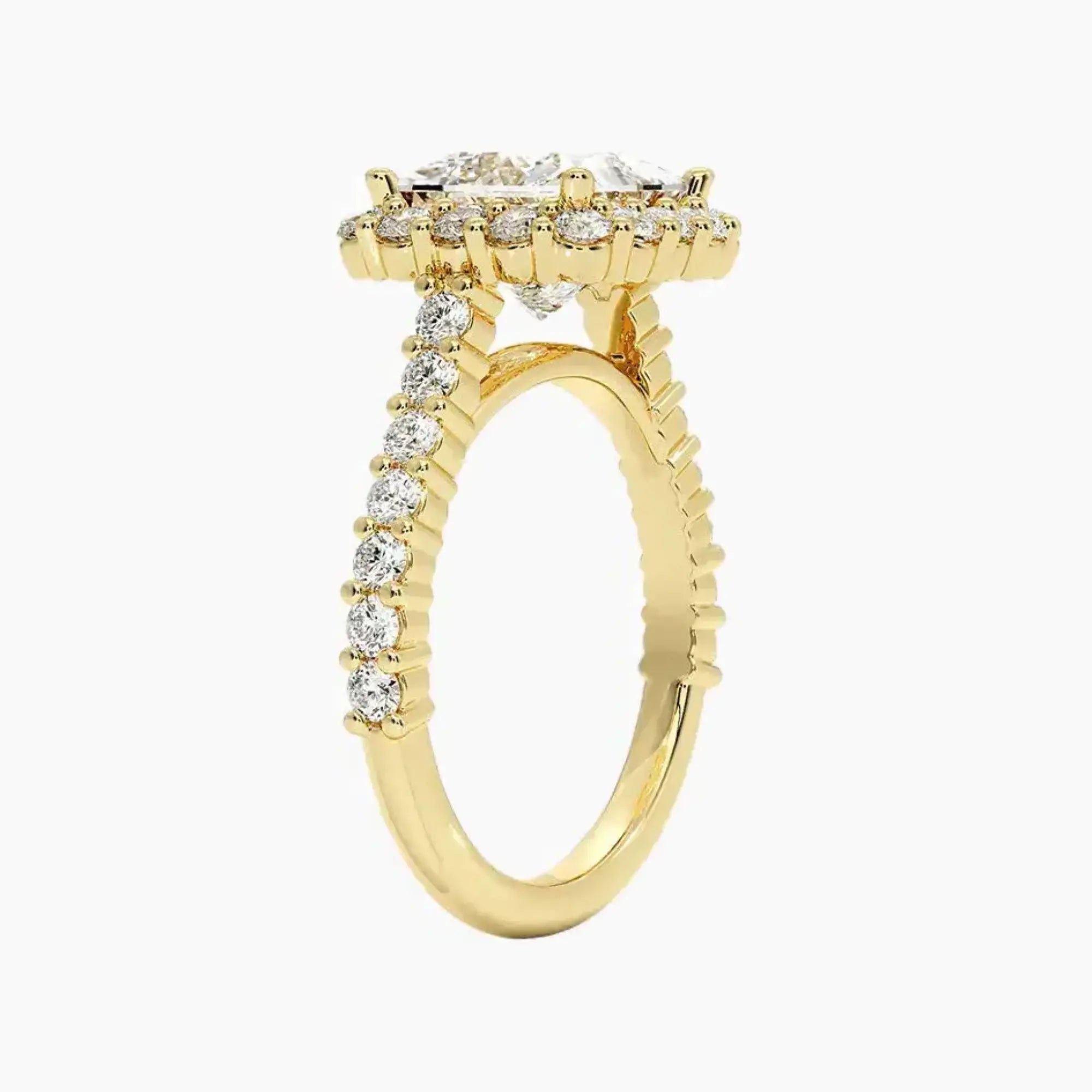Fiora Pave Princess Designer 1 Carat Lab Grown Diamond Engagement Ring in 14K Rose Gold