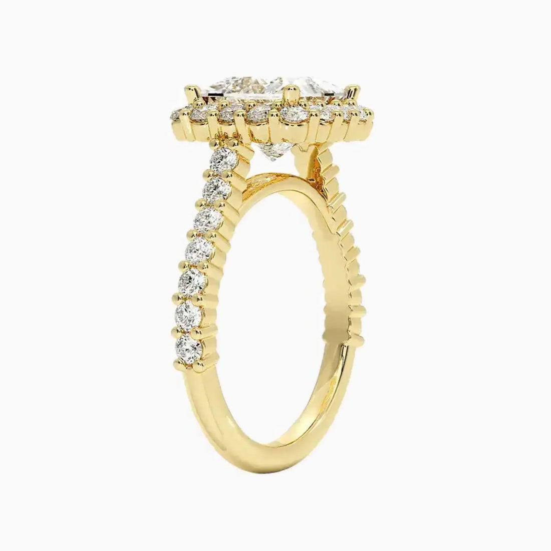 Fiora Pave Princess Designer 3 Carat Lab Grown Diamond Engagement Ring in 14K White Gold