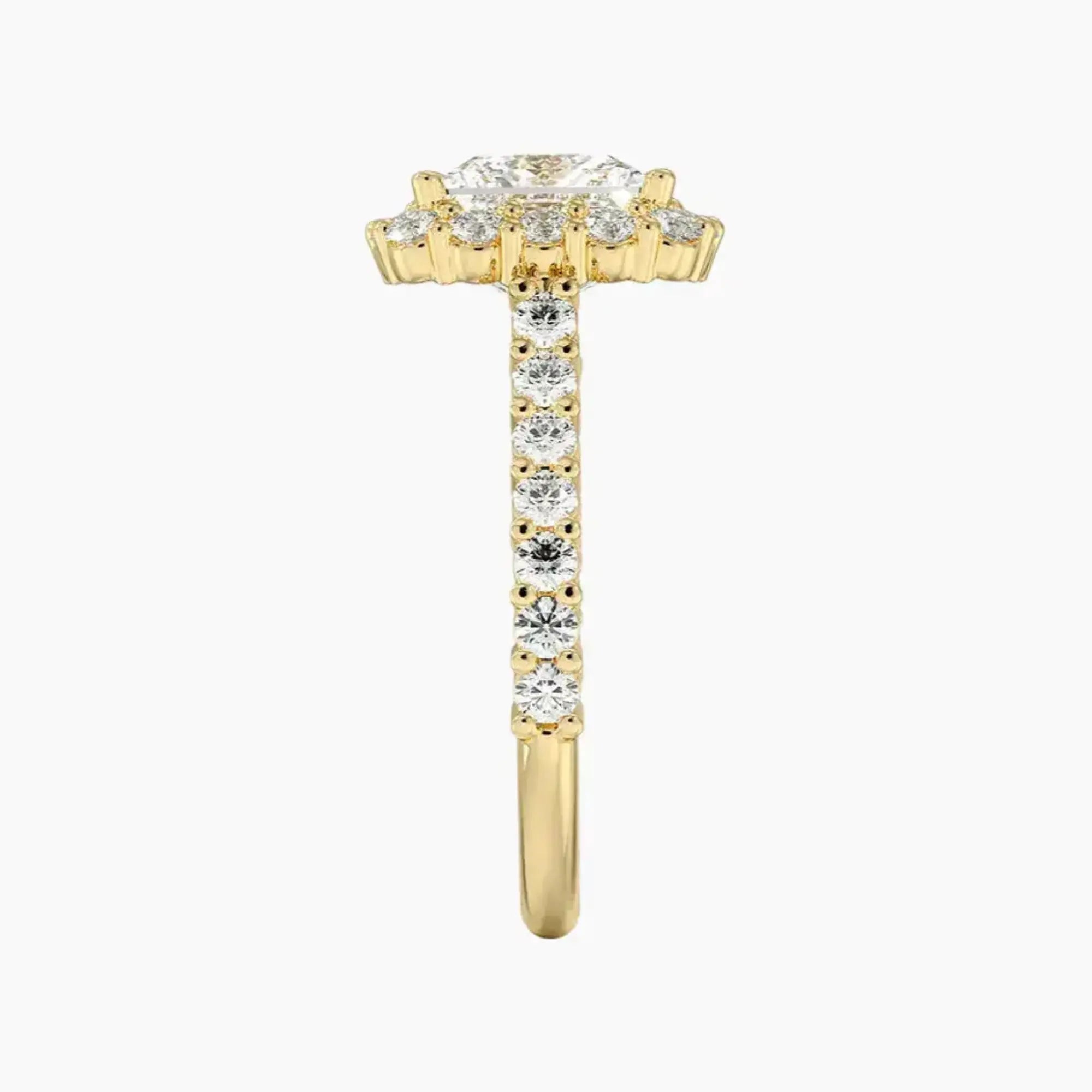 Fiora Pave Princess Designer 2.5 Carat Lab Grown Diamond Engagement Ring in 18K Yellow Gold