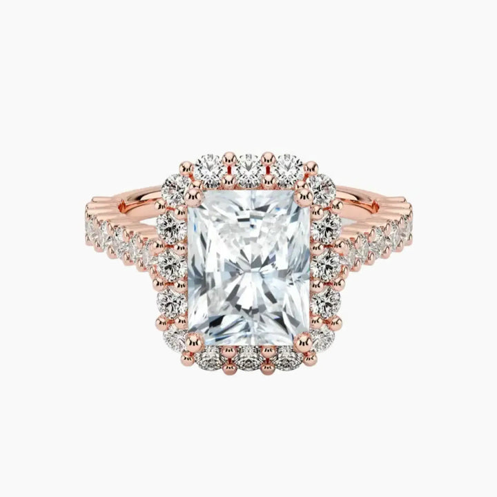 Fiora Pave Radiant Designer 1.5 Carat Lab Grown Diamond Engagement Ring in 18K Rose Gold