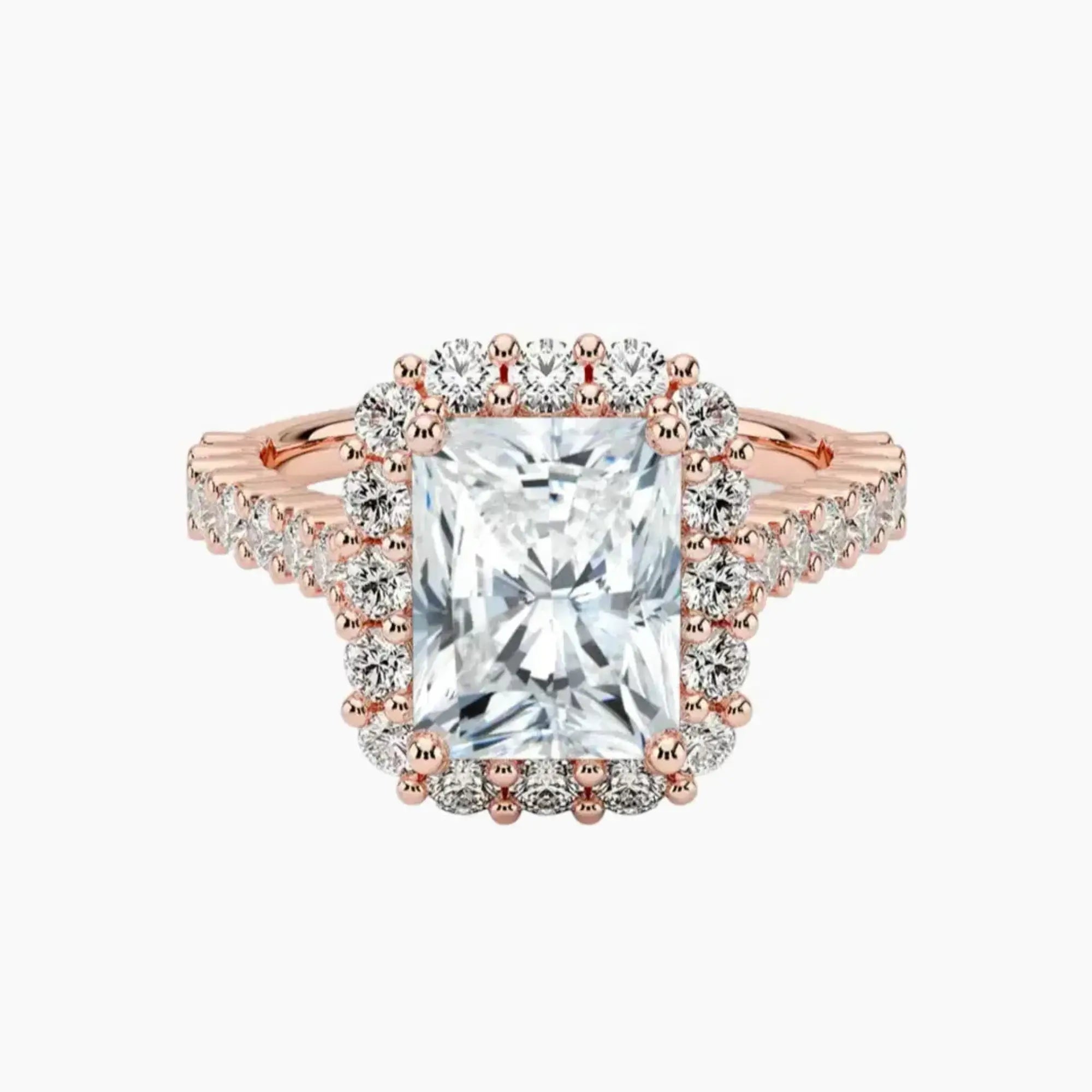 Fiora Pave Radiant Designer 2.5 Carat Lab Grown Diamond Engagement Ring in 18K White Gold