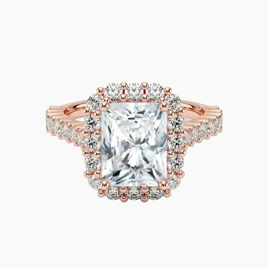 Fiora Pave Radiant Designer Diamond Ring Setting in 18K Yellow Gold