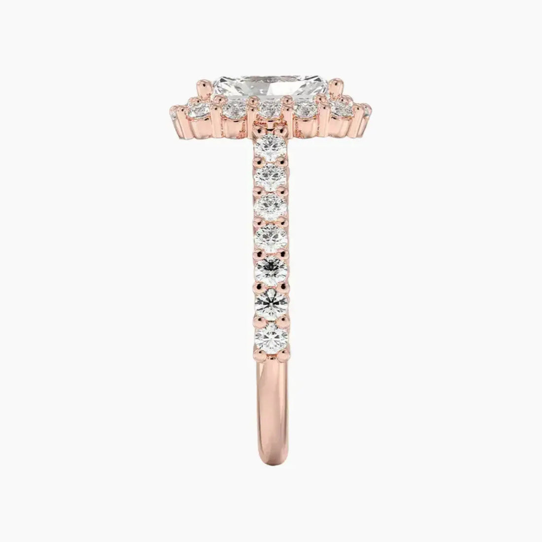 Fiora Pave Radiant Designer 2 Carat Lab Grown Diamond Engagement Ring in 18K Yellow Gold