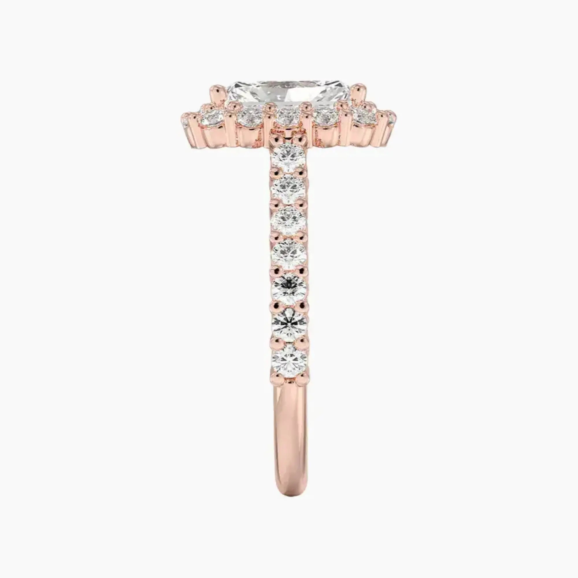 Fiora Pave Radiant Designer Diamond Ring Setting in 14K Yellow Gold