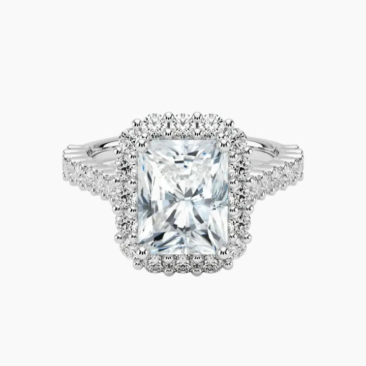 Fiora Pave Radiant Designer 3 Carat Lab Grown Diamond Engagement Ring in 14K White Gold