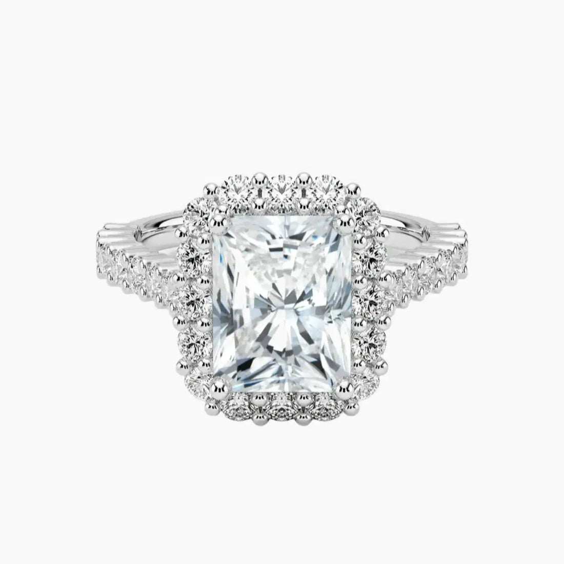 Fiora Pave Radiant Designer Diamond Ring Setting in 18K White Gold