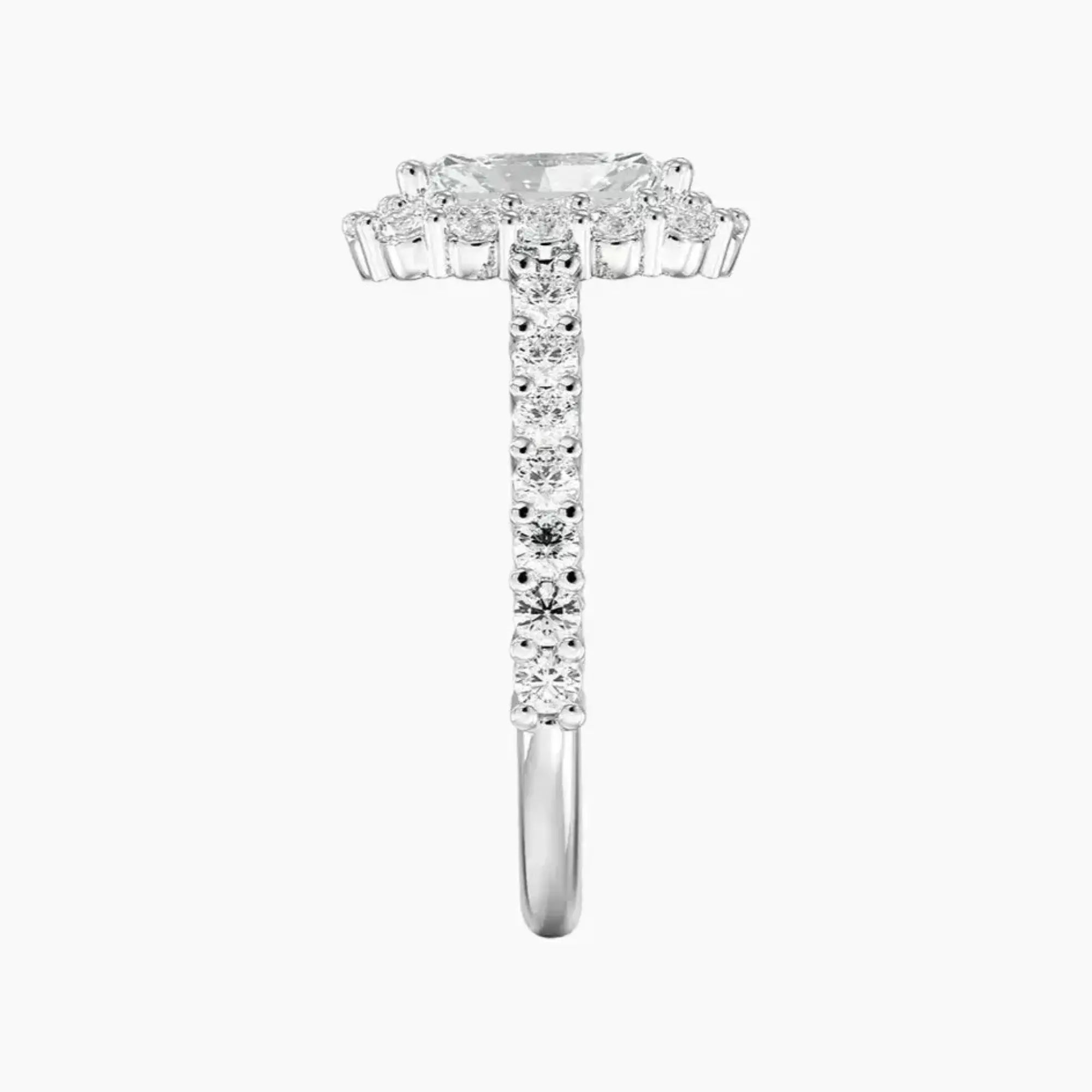 Fiora Pave Radiant Designer 3 Carat Lab Grown Diamond Engagement Ring in 18K White Gold