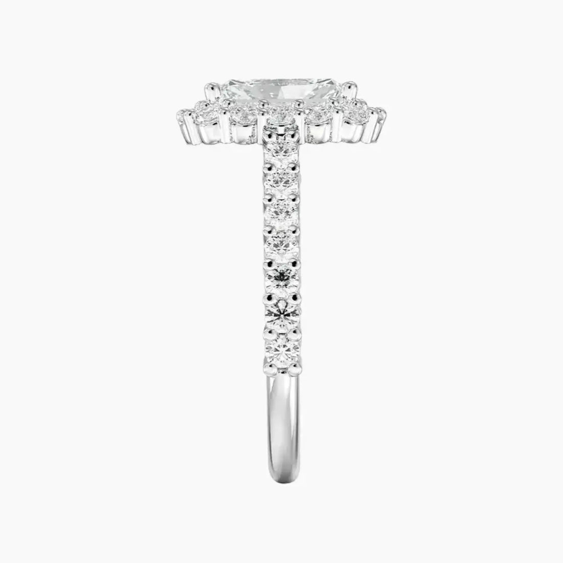 Fiora Pave Radiant Designer 3 Carat Lab Grown Diamond Engagement Ring in 14K White Gold