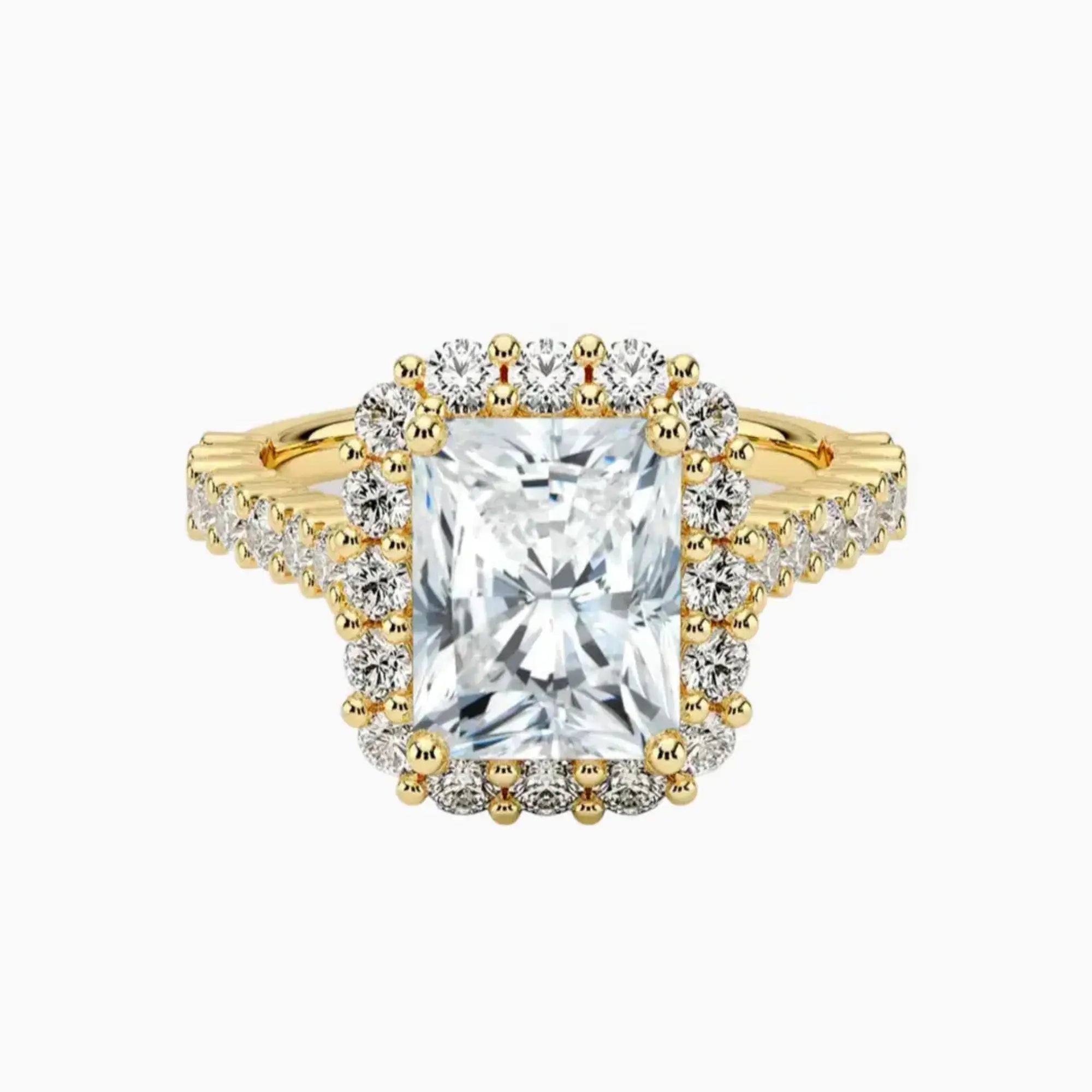 Fiora Pave Radiant Designer 1 Carat Lab Grown Diamond Engagement Ring in 14K Yellow Gold