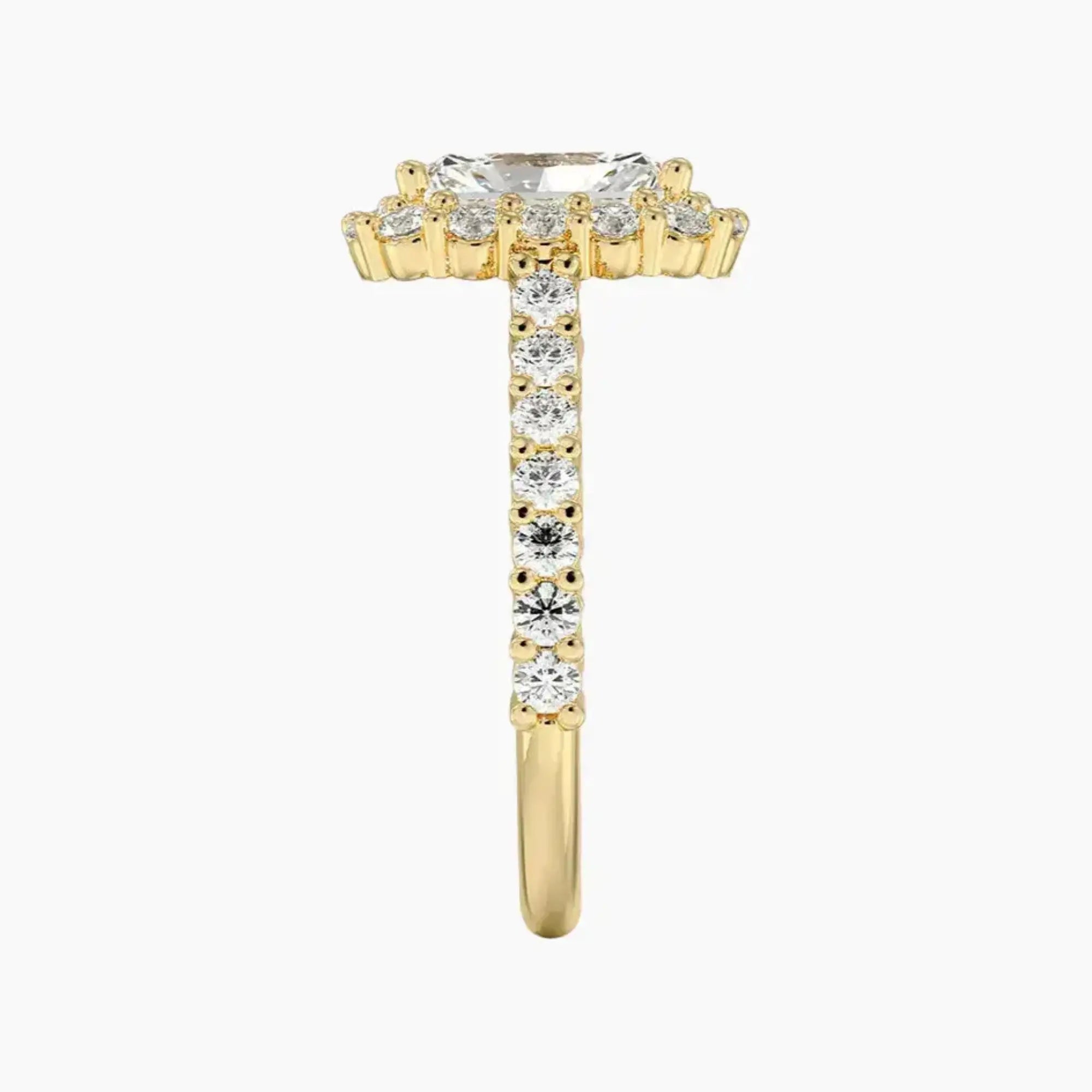 Fiora Pave Radiant Designer 2.5 Carat Lab Grown Diamond Engagement Ring in 14K White Gold