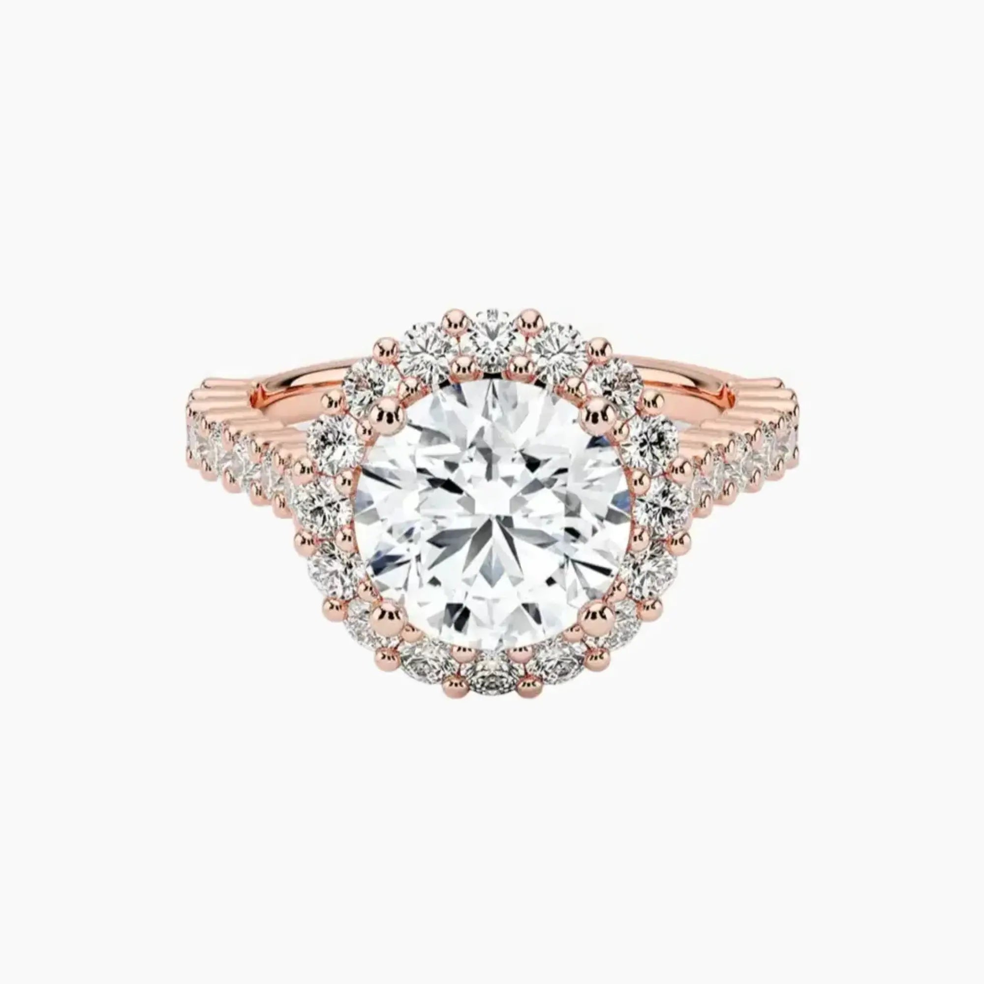 Fiora Pave Round Designer 3 Carat Lab Grown Diamond Engagement Ring in 18K Yellow Gold