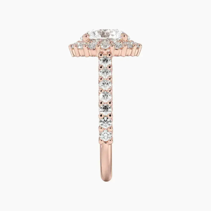 Fiora Pave Round Designer 3 Carat Lab Grown Diamond Engagement Ring in 14K Yellow Gold