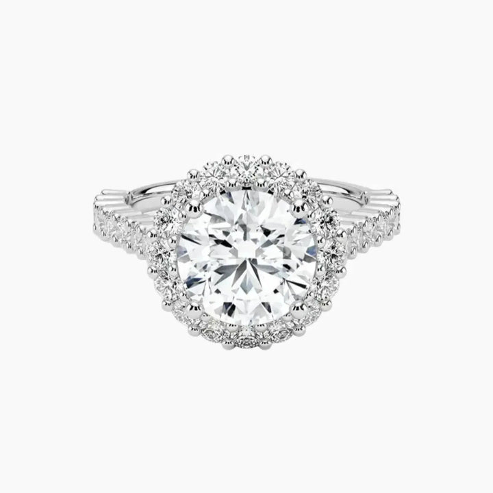 Fiora Pave Round Designer 2 Carat Lab Grown Diamond Engagement Ring in 18K White Gold